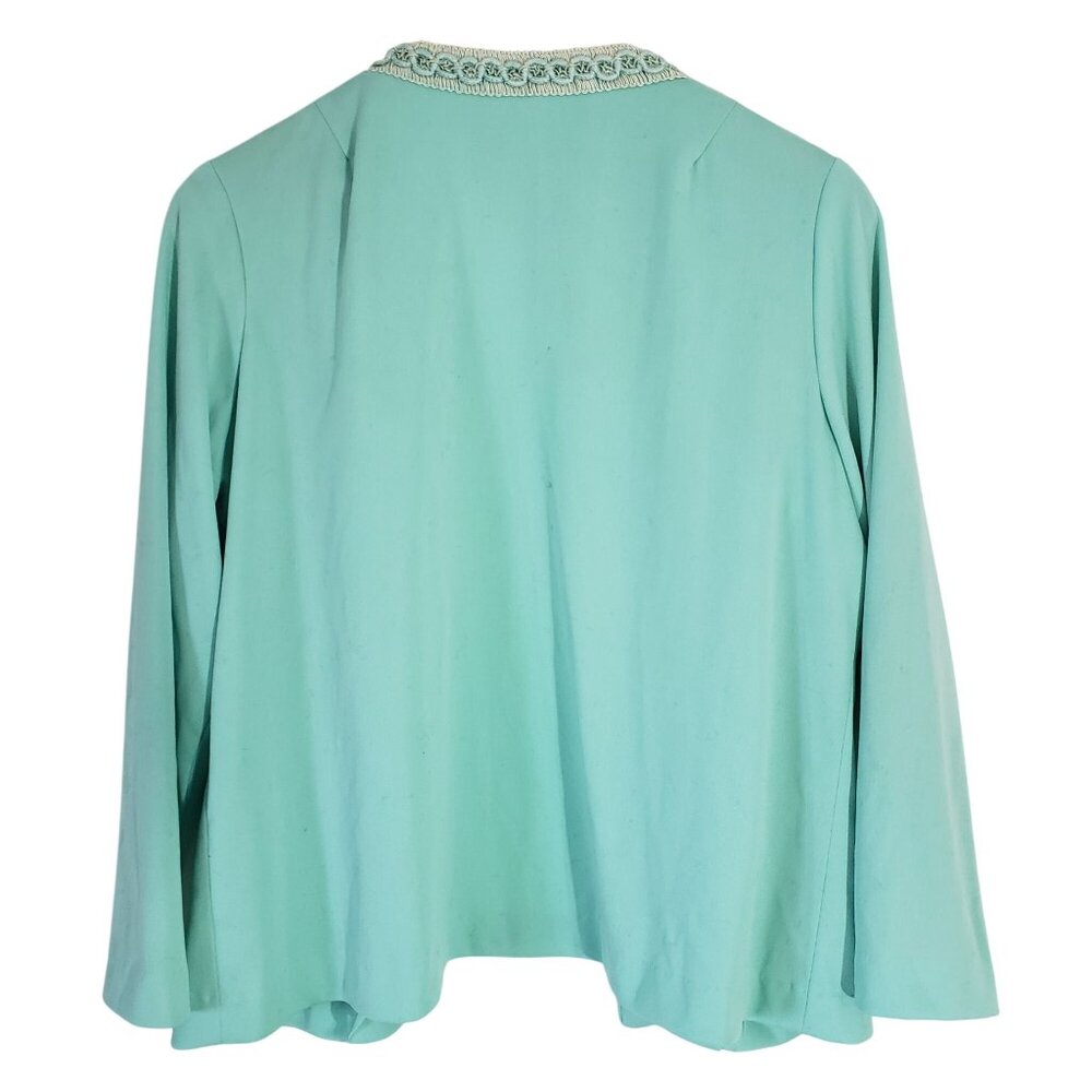 Vintage Mint Green Open Front Jacket Lightweight‎ Womens Size L Elegant Retro - Picture 3 of 5